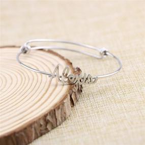 img 2 attached to 🎁 Yiyang Name Bangle: Personalized Teen Girls' Bracelet – Perfect Jewelry Gift for Friends and Women