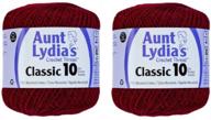 🧶 бордовый 2 пакета: aunt lydia's cotton classic размер 10 нитки для вязания крючком - идеально для вязания пальто логотип