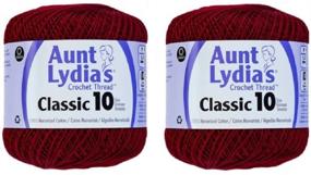 img 3 attached to 🧶 Бордовый 2 пакета: Aunt Lydia's Cotton Classic Размер 10 нитки для вязания крючком - идеально для вязания пальто