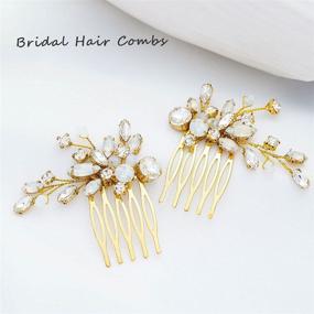 img 3 attached to JONKY Bride Gold Crystal Hair 👰 Comb: Stunning Rhinestone Hair Accessories for Wedding