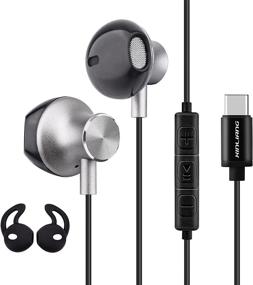 img 4 attached to 🎧 Grey XINLIANG USB C Earbuds - Type C Headphones Wired with Microphone, Volume Control - C Port Earphones for Samsung Galaxy s21 Ultra 5G, s20 FE, Note 20/10, iPad Pro 2018, Google Pixel, Mac Book