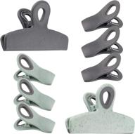 🔒 cook with color set of 8 bag clips: heavy duty chip clips & magnet clips for air tight food storage - speckled gray & teal логотип