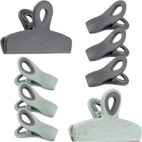 img 4 attached to 🔒 Cook with Color Set of 8 Bag Clips: Heavy Duty Chip Clips & Magnet Clips for Air Tight Food Storage - Speckled Gray & Teal