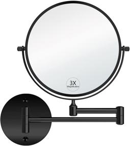 img 4 attached to 🔍 Double Sided Swivel Makeup Vanity Mirror with Wall Mount, Pivoting Arm, and 8-Inch Magnification - Black Telescoping Handheld Mirror for Enhanced Visibility