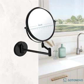 img 3 attached to 🔍 Double Sided Swivel Makeup Vanity Mirror with Wall Mount, Pivoting Arm, and 8-Inch Magnification - Black Telescoping Handheld Mirror for Enhanced Visibility