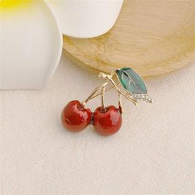 img 3 attached to 🍒 Брошь с красной эмалью Двойная вишня Bobauna - украшение в форме фрукта для женщин и девочек.
