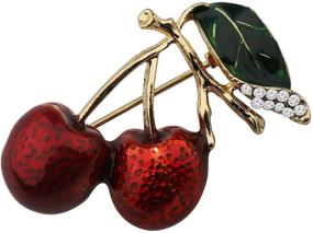 img 4 attached to 🍒 Брошь с красной эмалью Двойная вишня Bobauna - украшение в форме фрукта для женщин и девочек.