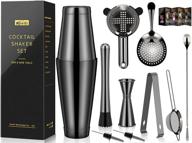 🍸 koviti 12 piece bartender kit - stainless steel cocktail shaker set, premium bar tools: martini shaker, muddler, jigger, mixing spoon, strainers, ice tong, liquor pourers logo