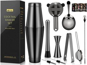 img 4 attached to 🍸 Koviti 12 Piece Bartender Kit - Stainless Steel Cocktail Shaker Set, Premium Bar Tools: Martini Shaker, Muddler, Jigger, Mixing Spoon, Strainers, Ice Tong, Liquor Pourers