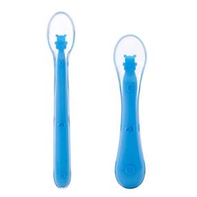 img 4 attached to 🍼 Baby Infant Silicone Spoon First-Stage - Soft Training Spoons Utensils for Babies Solid Feeding, Self Feeding for Kids Toddlers Children 4 Months Led Weaning Gum-Friendly Great Gift Set 2 Pack (Blue)