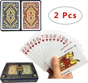 img 4 attached to Neasyth Waterproof Plastic Playing Cards: 2 Decks for Magic Props, Pool Beach Water Games - Standard Index-C