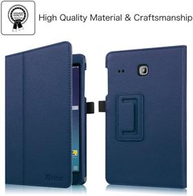 img 2 attached to 📱 Fintie Folio Case for Samsung Galaxy Tab E 8.0 - Premium PU Leather Slim Fit Smart Stand Cover, Navy Blue