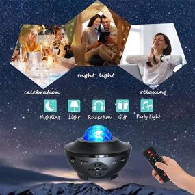 img 1 attached to 🌟 Elecstars Night Light: Star Projector + Bluetooth Speaker, Ocean Wave Bedside Lamp with Adjustable Lightness & Remote Control, Music Player, Perfect for Living Room Decor.