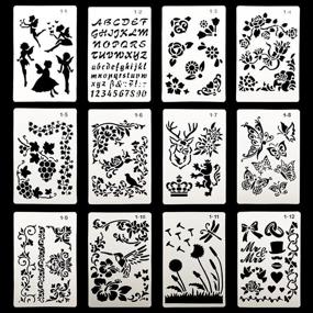 img 4 attached to 🎨 DEPEPE 12pcs Plastic Stencils for Journal Painting Craft, Size: 6.3x9.7 Inches