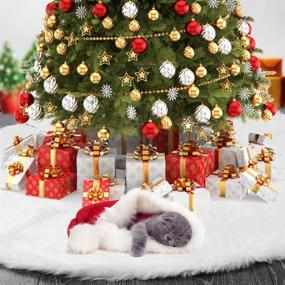 img 3 attached to 🎄 48-inch White Christmas Tree Skirt – Premium Plush Faux Fur, Soft and Luxurious Xmas Tree Skirt for Decorations and Ornaments