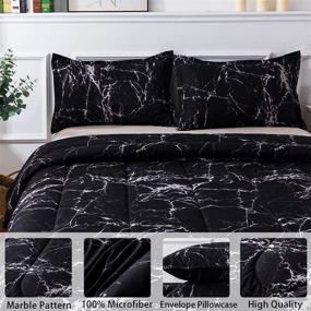 img 2 attached to 🖤 Litanika Black Marble Comforter Full - 3 Piece Bedding Set for Men and Women (79X90Inch)