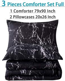 img 3 attached to 🖤 Litanika Black Marble Comforter Full - 3 Piece Bedding Set for Men and Women (79X90Inch)