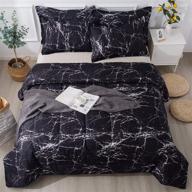 🖤 litanika black marble comforter full - 3 piece bedding set for men and women (79x90inch) logo