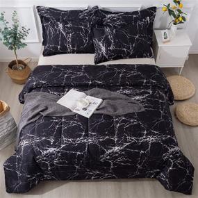 img 4 attached to 🖤 Litanika Black Marble Comforter Full - 3 Piece Bedding Set for Men and Women (79X90Inch)