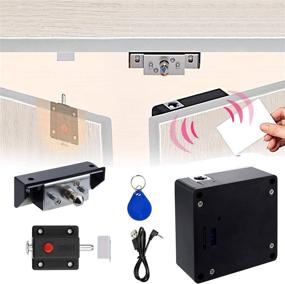 img 4 attached to 🔒 Smart NFC RFID Electronic Cabinet Lock with Slide Latch for Double Door Cabinet, Locker, Drawer, Wooden Cupboard - Hidden DIY Locks (Android Support)