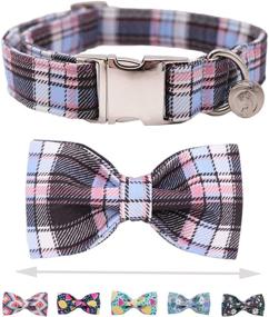 img 4 attached to 🐶 DogWong Cotton Dog Collar with Bowtie: Floral Pet Accessory for Size-Adjustable Comfort