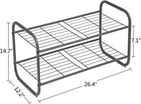 img 3 attached to 👞 MAX Houser Metal Shoe Rack 2-Tier, Free Standing Shoe Storage Organizer in Gunmetal Color, Wire Grid Shoe Tower for Closet, Bedroom, Entryway