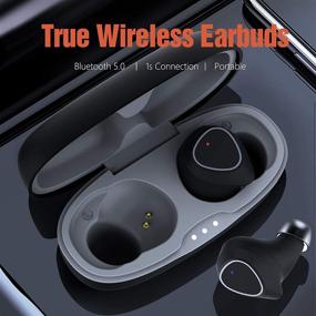 img 3 attached to Top-Notch Bluetooth 5.0 TWS True Wireless Earbuds: Immersive Deep Bass, 🎧 Long Playback, IPX4 Waterproof, Mic - Ideal for Home, Office, Sports, Gym