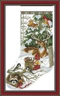 winter jungle christmas stocking cross stitch kit - awesocrafts easy patterns for embroidery, ideal christmas gifts, stamped or counted options available logo