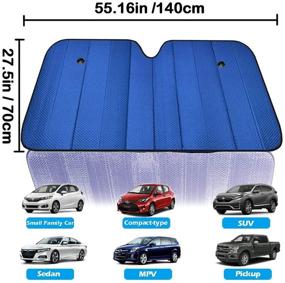 img 2 attached to Big Hippo Front Car Sunshade Windshield-Jumbo/Standard Sun Shade Keeps Vehicle Cool-UV Ray Protector Sunshade-Easy To Use Sun Shade-Silver/Blue Sides(Size: 55