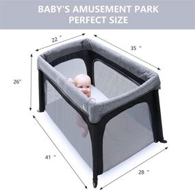 img 3 attached to 🛏️ LuckyDove Portable Travel Crib & Pack n Play - Lightweight with Carry Bag, Foldable Design, Soft Washable Mattress, Side Door Frame, Simple Assembly & Easily Collapsible (Gray)