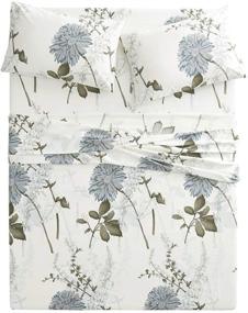 img 2 attached to 🌸 Wake In Cloud - Floral 100% Cotton Sheet Set, Printed with Botanical Flowers Pattern (4pcs, King Size) - Enhanced SEO