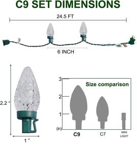 img 2 attached to Twinkle Star C9 Christmas Lights, 24.5 FT Cool White Strawberry String Lights Indoor Outdoor Decor, UL Certified Connectable Xmas Tree Light Strand for Patio Holiday Party Home – 50 Faceted Lights, 120V