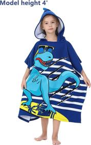 img 3 attached to 🦖 Пляжное полотенце с капюшоном Аталей: Полотенца с капюшоном халат для детей (3-10 лет) + мешок на рисунком шнурком: для мальчиков и девочек.