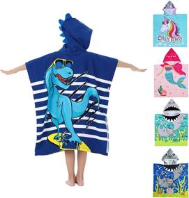img 4 attached to 🦖 Пляжное полотенце с капюшоном Аталей: Полотенца с капюшоном халат для детей (3-10 лет) + мешок на рисунком шнурком: для мальчиков и девочек.