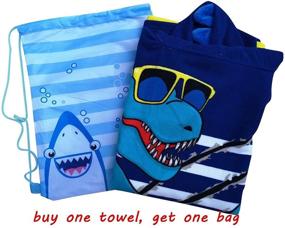 img 2 attached to 🦖 Athaelay Dinosaur Beach Towel with Hood: Hooded Towels Bath Robe for Kids (3-10 Years) + Drawstring Bag: Boys and Girls