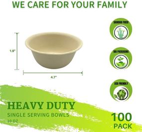 img 2 attached to 🍲 100 Pack Compostable Disposable Soup Bowls - Biodegradable Bamboo Paper Bowls - 10 oz (300ml) - Heavy Duty, Microwavable, Oven Safe, Leak Proof - Convenient Throw Away Bowls