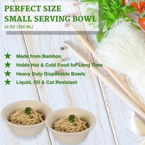 img 3 attached to 🍲 100 Pack Compostable Disposable Soup Bowls - Biodegradable Bamboo Paper Bowls - 10 oz (300ml) - Heavy Duty, Microwavable, Oven Safe, Leak Proof - Convenient Throw Away Bowls