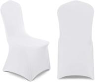 🪑 yucoao 20 pcs white spandex dining room chair covers: stretch slipcovers for living room, wedding, banquet, party - universal protectors logo