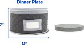 img 3 attached to 🍽️ Quilted China Dinner Plate Storage Case - Gray - 12" x 7" - Includes 12 Felt Separators