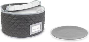 img 4 attached to 🍽️ Quilted China Dinner Plate Storage Case - Gray - 12" x 7" - Includes 12 Felt Separators