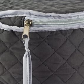 img 2 attached to 🍽️ Quilted China Dinner Plate Storage Case - Gray - 12" x 7" - Includes 12 Felt Separators