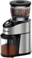 12-setting electric burr coffee grinder: automatic mill for 2-12 cups, stainless steel, precise grind settings logo