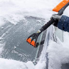 img 1 attached to ❄️ Compact Snow Brush with Ice Scraper for Car Windshield - 24” Snow Moover - Comfortable Foam Grip - Detachable Scraper - No Scratch - Bristle Head - Durable Aluminum Body - SUV Window Tool - Vehicle