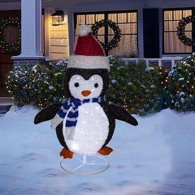 img 2 attached to 🐧 2-Foot Christmas Folding Outdoor Penguin Yard Decoration with Hat and LED Lights - Low Voltage Plug for Holiday, Party, Christmas, Courtyard, and Garden