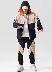 img 1 attached to 🧥 Vintage Style Colorblock Track Jacket Windbreaker - Outdoor Windproof Coat, Ideal for Athletics, Hip Hop Enthusiasts