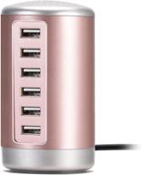 💖 rose gold 6-port usb charging station for iphone, ipad, tablets, smartphones, and more - universal 6a usb charger logo