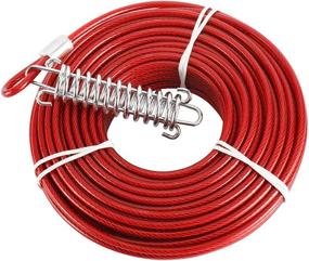 img 2 attached to 🐶 XMsound Dog Tie-Out Cable Kit - Red, 100ft Heavy-Duty Cable with 10ft Runner for Dogs up to 125lbs