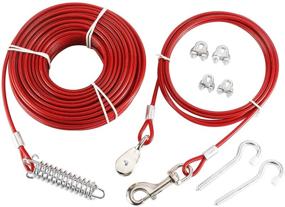 img 3 attached to 🐶 XMsound Dog Tie-Out Cable Kit - Red, 100ft Heavy-Duty Cable with 10ft Runner for Dogs up to 125lbs