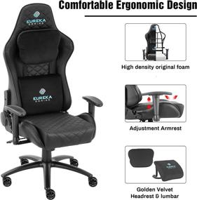 img 1 attached to 🎮 EUREKA ERGONOMIC Gaming Chair: Adjustable Recliner Swivel Chair with Lumbar Support, Headrest, and Seat Height - Ideal for Teens and Gamers (Black)