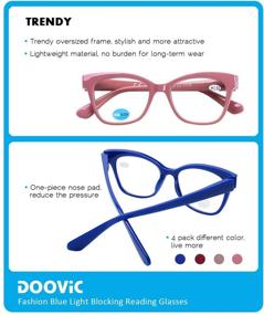 img 2 attached to 👓 Doovic 4-Pack Blue Light Blocking Reading Glasses for Women, Anti Eyestrain Computer Readers, New Classic Style with Spring Hinge, 2.5 Strength